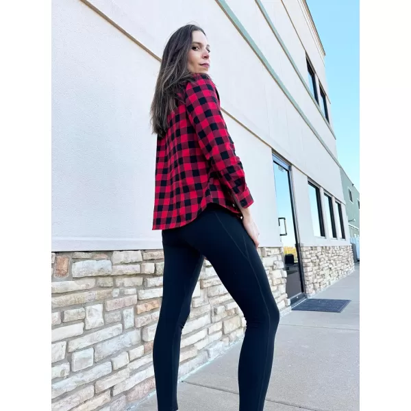 Beninos Women's Flannel Plaid Button Down Shirt Casual Blouses