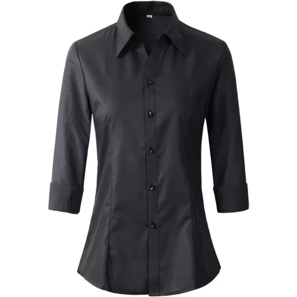 Beninos Long Sleeve V Neck Office Formal Casual Button Down Shirt Blouse for Women Fit 