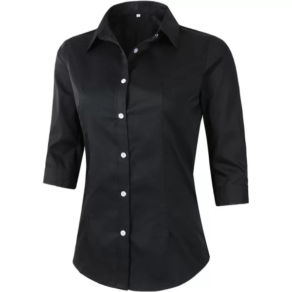 Beninos Women's 3/4 Sleeve Formal Work Wear White Button Down Shirt