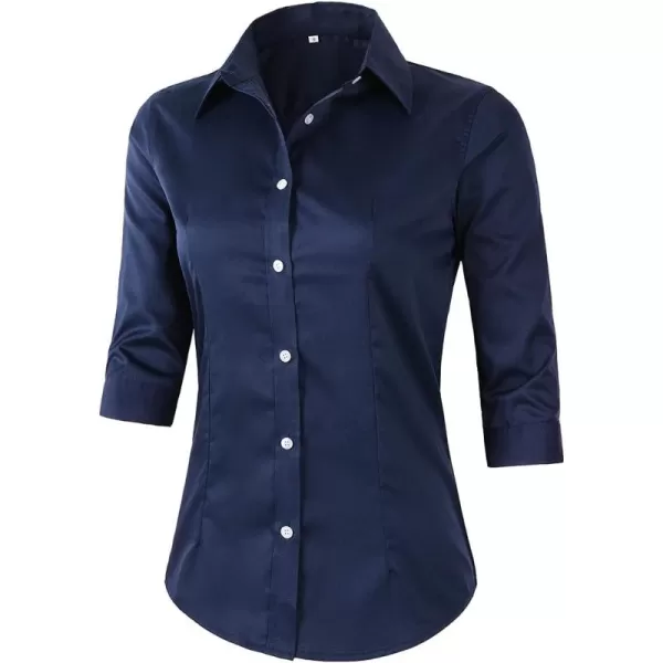 Beninos Women's 3/4 Sleeve Formal Work Wear White Button Down Shirt