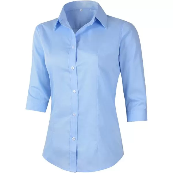 Beninos Women's 3/4 Sleeve Formal Work Wear White Button Down Shirt