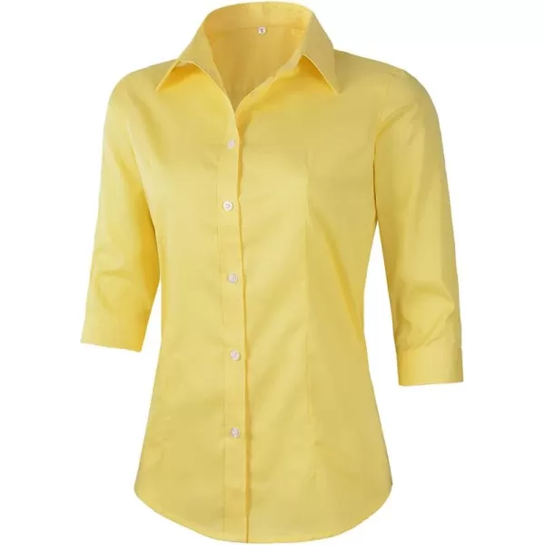Beninos Women's 3/4 Sleeve Formal Work Wear White Button Down Shirt