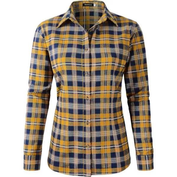 Beninos Women's Flannel Plaid Button Down Shirt Casual Blouses