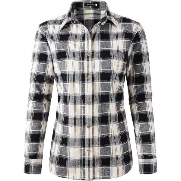Beninos Women's Flannel Plaid Button Down Shirt Casual Blouses