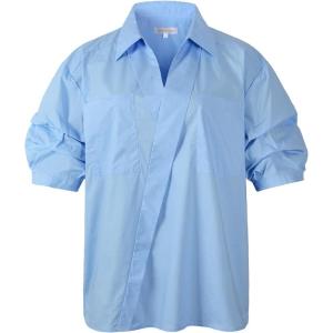 imageBeninos Womens Casual Short Sleeve Blouses Collared ShirtLight Blue