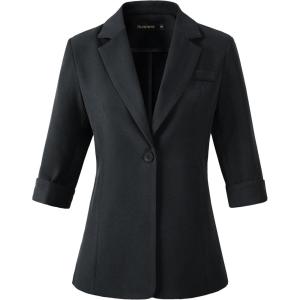 imageBeninos Womens 34 Sleeve Blazers Business Casual Solid Lightweight Suit Jacket Office BlazerBlack
