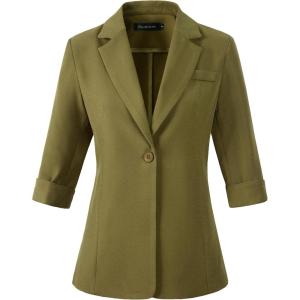 imageBeninos Womens 34 Sleeve Blazers Business Casual Solid Lightweight Suit Jacket Office BlazerCoffee