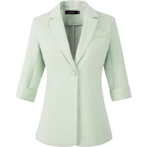 imageBeninos Womens 34 Sleeve Blazers Business Casual Solid Lightweight Suit Jacket Office BlazerGreen