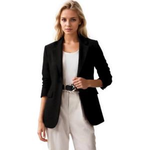 imageBeninos Womens Long Sleeve Blazers Business Casual Solid Lightweight Suit Jacket Office BlazerBlack