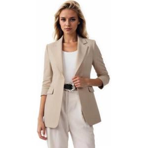 imageBeninos Womens Long Sleeve Blazers Business Casual Solid Lightweight Suit Jacket Office BlazerKhaki