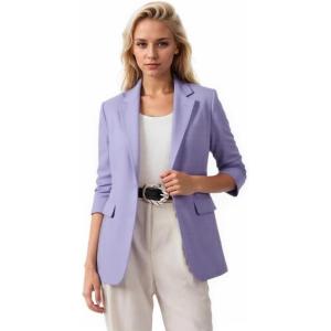 imageBeninos Womens Long Sleeve Blazers Business Casual Solid Lightweight Suit Jacket Office BlazerPurple