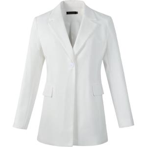 imageBeninos Womens Long Sleeve Blazers Business Casual Solid Lightweight Suit Jacket Office BlazerWhite