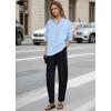 imageBeninos Dressy Casual Tops Business Work Blouses Short Sleeve White Collared V Neck TshirtLight Blue