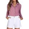 imageBeninos Striped Button Down Shirts for Women Dress Shirts Long Sleeve Casual Collared Office Work Shirt with PocketRed