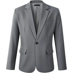 imageBeninos Mens Sport Coat Casual Blazer One Button Business Suit Jacket306 Grey