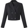 image:imageBeninos Womens Double Breasted Cropped Blazer JacketsBlack