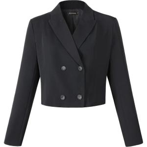 image:imageBeninos Womens Double Breasted Cropped Blazer JacketsBlack