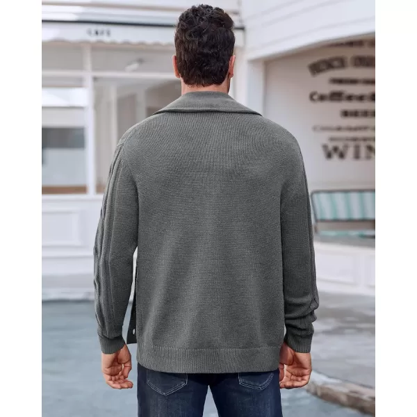 Beotyshow Men's Cable Knit Cardigan Sweater Shawl Collar Button Down Cardigans Slim Fit Twisted Sweaters Men