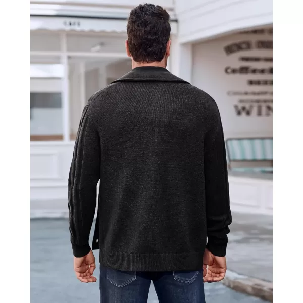 Beotyshow Men's Cable Knit Cardigan Sweater Shawl Collar Button Down Cardigans Slim Fit Twisted Sweaters Men