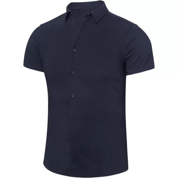 Beotyshow Mens Muscle Dress Shirts Slim Fit Short Sleeve Stretch Casual Button Down Shirts
