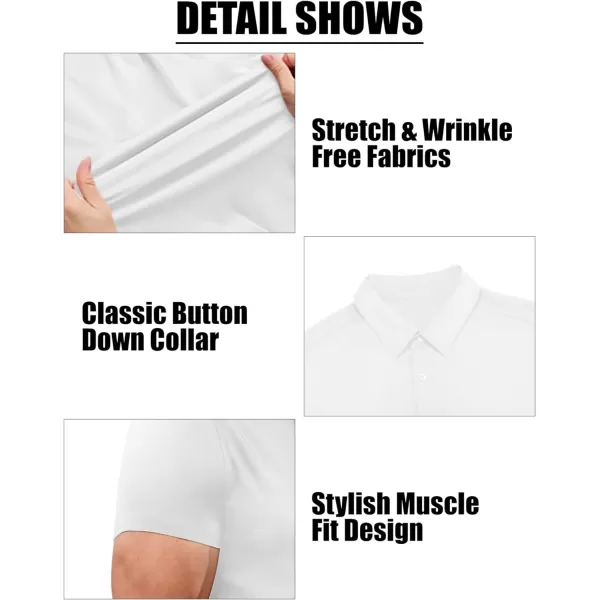 Beotyshow Mens Muscle Dress Shirts Slim Fit Short Sleeve Stretch Casual Button Down Shirts