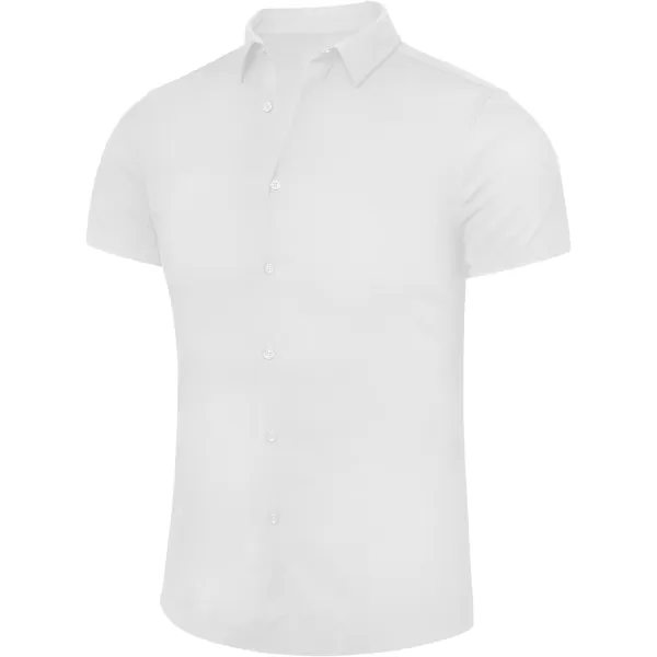 Beotyshow Mens Muscle Dress Shirts Slim Fit Short Sleeve Stretch Casual Button Down Shirts