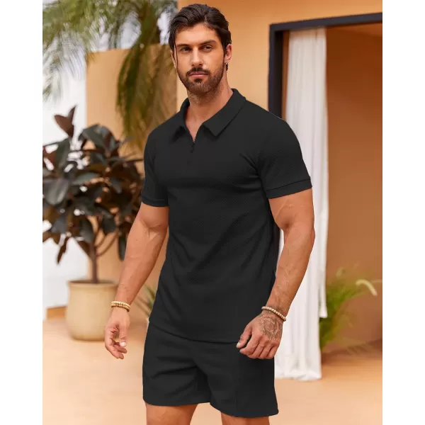 Beotyshow Mens Polo Shirt and Shorts Sets Outfits 2 Piece Fashion Summer Tracksuits Casual Short Sleeve Set