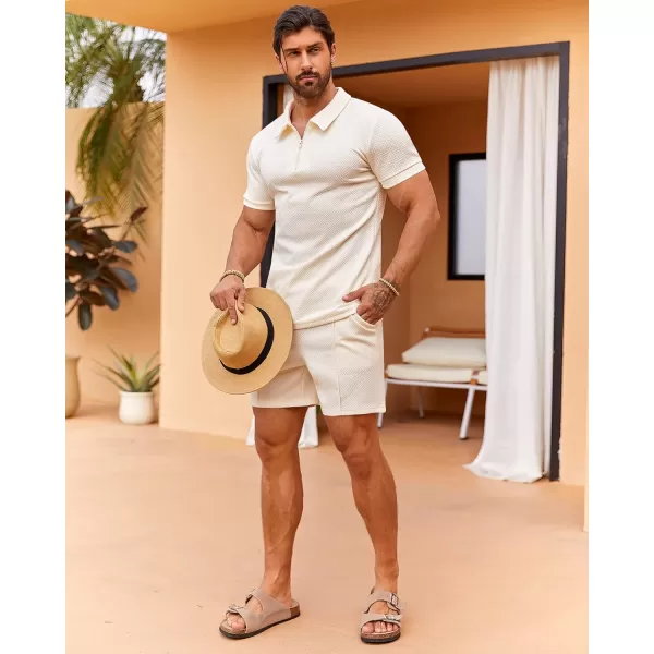 Beotyshow Mens Polo Shirt and Shorts Sets Outfits 2 Piece Fashion Summer Tracksuits Casual Short Sleeve Set
