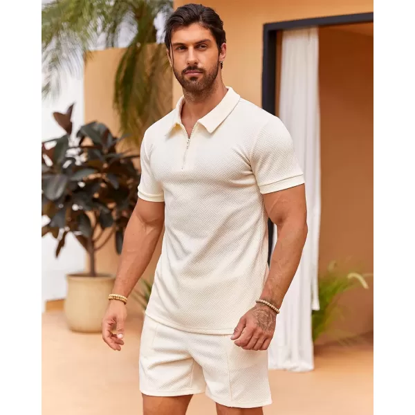Beotyshow Mens Polo Shirt and Shorts Sets Outfits 2 Piece Fashion Summer Tracksuits Casual Short Sleeve Set