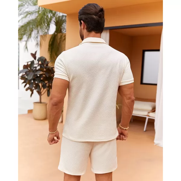 Beotyshow Mens Polo Shirt and Shorts Sets Outfits 2 Piece Fashion Summer Tracksuits Casual Short Sleeve Set