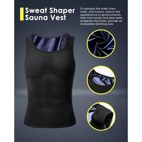 CGTFY Gynecomastia Compression Shirts Men Tank Top Sauna Sweat Shirts,Slimming Body Shaper Vest for Men