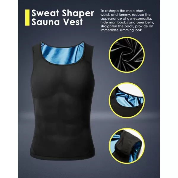 CGTFY Gynecomastia Compression Shirts Men Tank Top Sauna Sweat Shirts,Slimming Body Shaper Vest for Men