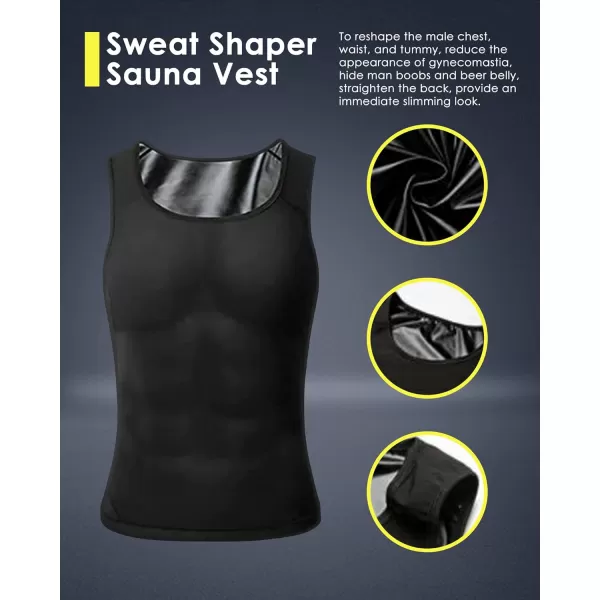 CGTFY Gynecomastia Compression Shirts Men Tank Top Sauna Sweat Shirts,Slimming Body Shaper Vest for Men