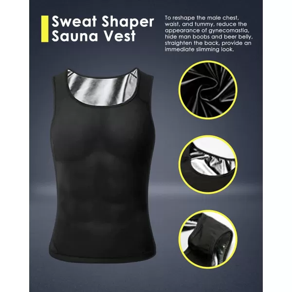 CGTFY Gynecomastia Compression Shirts Men Tank Top Sauna Sweat Shirts,Slimming Body Shaper Vest for Men