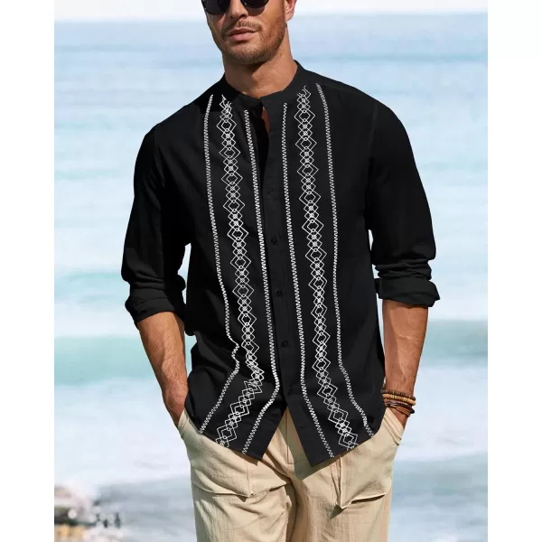 Cuban Guayabera Shirts for Men Short/Long Sleeve Casual Button Down Shirt Band Collar Beach Camp Mexican Shirt