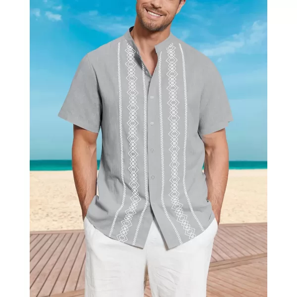 Cuban Guayabera Shirts for Men Short/Long Sleeve Casual Button Down Shirt Band Collar Beach Camp Mexican Shirt