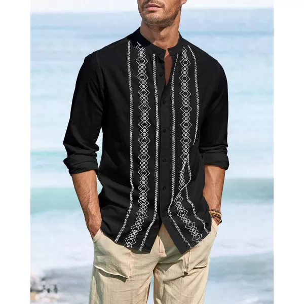 Cuban Guayabera Shirts for Men Short/Long Sleeve Casual Button Down Shirt Band Collar Beach Camp Mexican Shirt