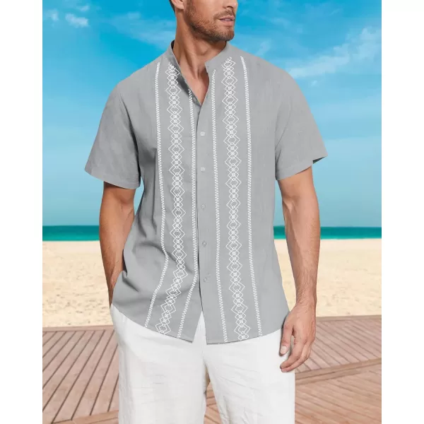 Cuban Guayabera Shirts for Men Short/Long Sleeve Casual Button Down Shirt Band Collar Beach Camp Mexican Shirt