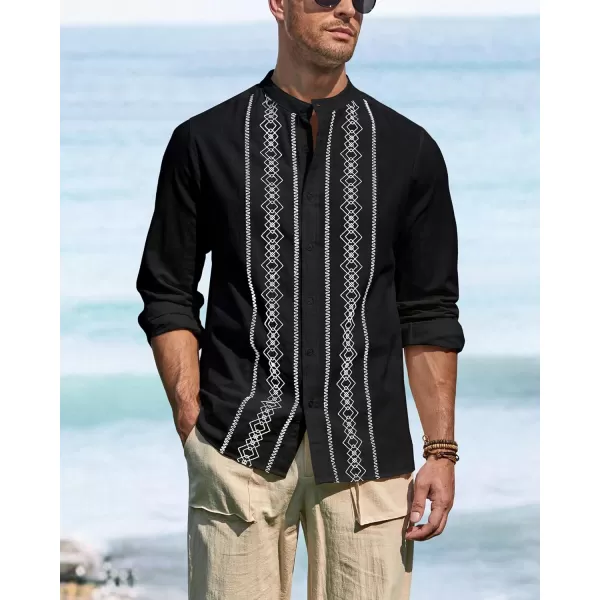 Cuban Guayabera Shirts for Men Short/Long Sleeve Casual Button Down Shirt Band Collar Beach Camp Mexican Shirt