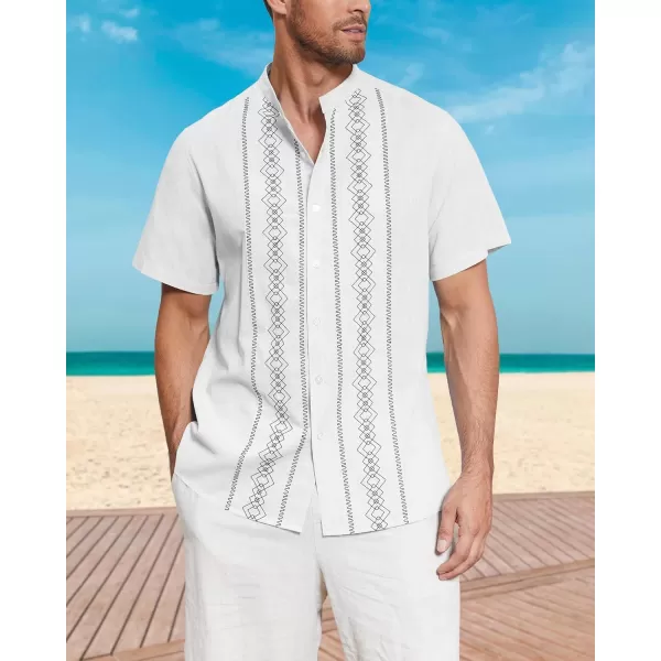 Cuban Guayabera Shirts for Men Short/Long Sleeve Casual Button Down Shirt Band Collar Beach Camp Mexican Shirt