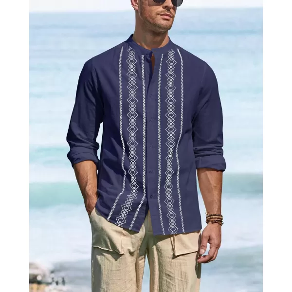 Cuban Guayabera Shirts for Men Short/Long Sleeve Casual Button Down Shirt Band Collar Beach Camp Mexican Shirt