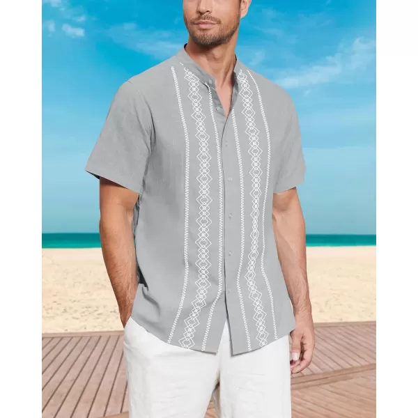 Cuban Guayabera Shirts for Men Short/Long Sleeve Casual Button Down Shirt Band Collar Beach Camp Mexican Shirt