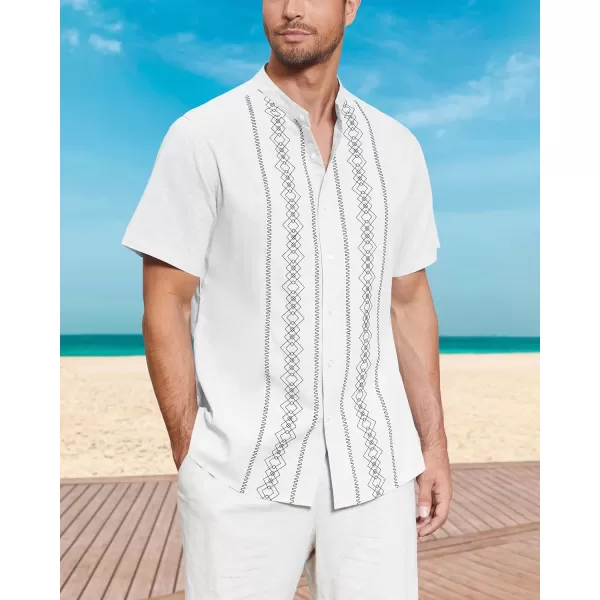 Cuban Guayabera Shirts for Men Short/Long Sleeve Casual Button Down Shirt Band Collar Beach Camp Mexican Shirt