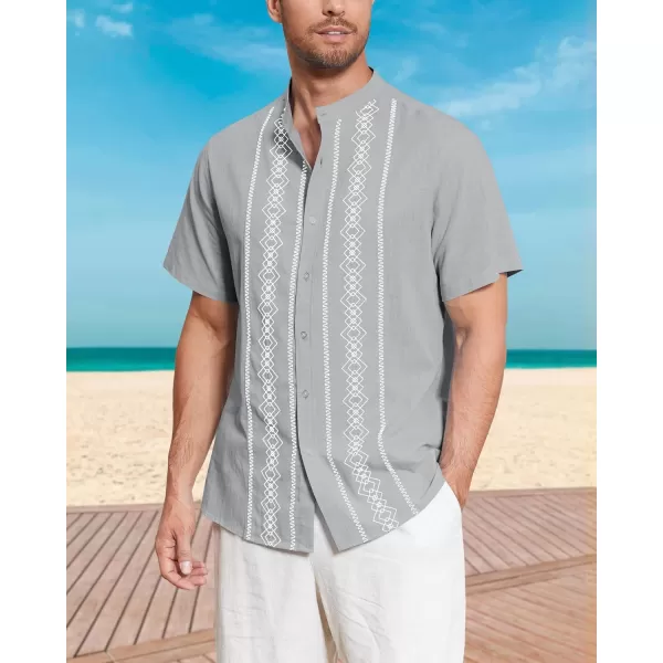 Cuban Guayabera Shirts for Men Short/Long Sleeve Casual Button Down Shirt Band Collar Beach Camp Mexican Shirt