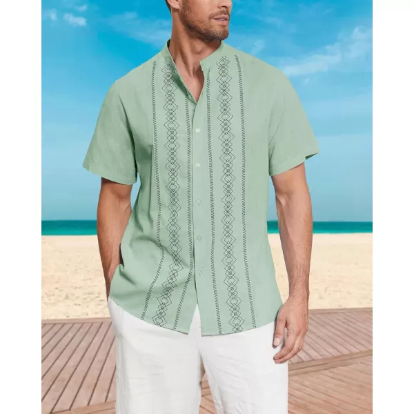 Cuban Guayabera Shirts for Men Short/Long Sleeve Casual Button Down Shirt Band Collar Beach Camp Mexican Shirt