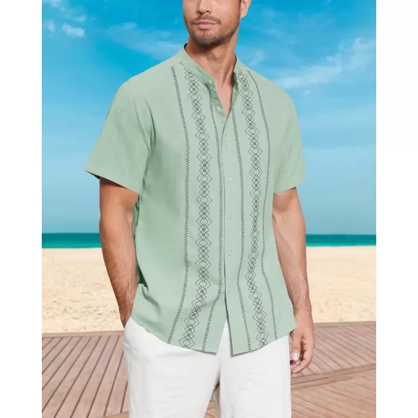 Cuban Guayabera Shirts for Men Short/Long Sleeve Casual Button Down Shirt Band Collar Beach Camp Mexican Shirt
