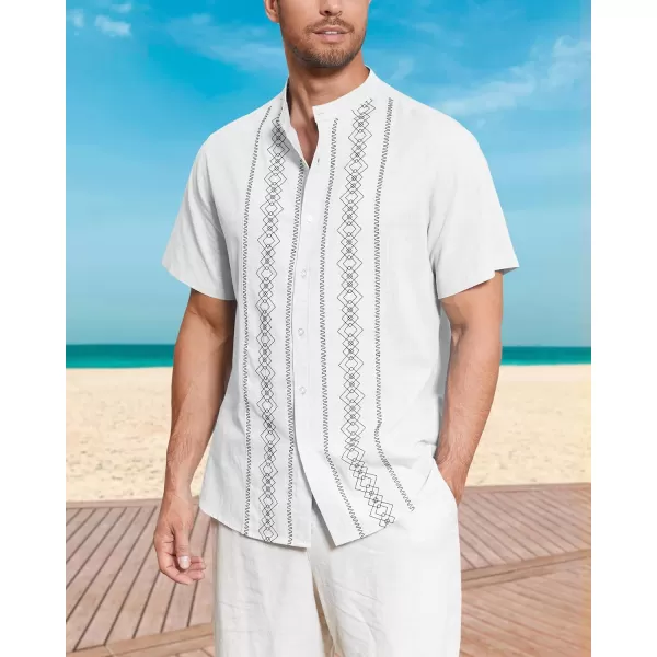 Cuban Guayabera Shirts for Men Short/Long Sleeve Casual Button Down Shirt Band Collar Beach Camp Mexican Shirt