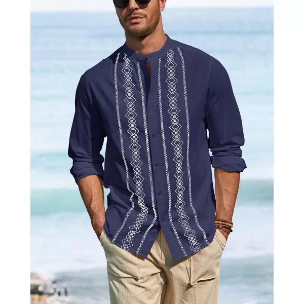 Cuban Guayabera Shirts for Men Short/Long Sleeve Casual Button Down Shirt Band Collar Beach Camp Mexican Shirt