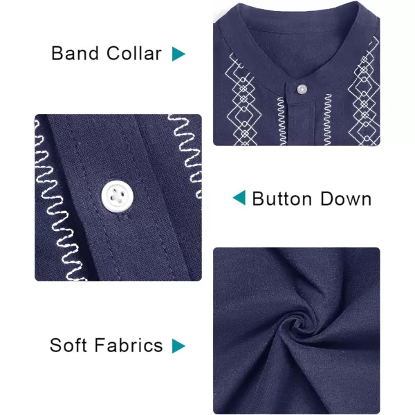 Cuban Guayabera Shirts for Men Short/Long Sleeve Casual Button Down Shirt Band Collar Beach Camp Mexican Shirt