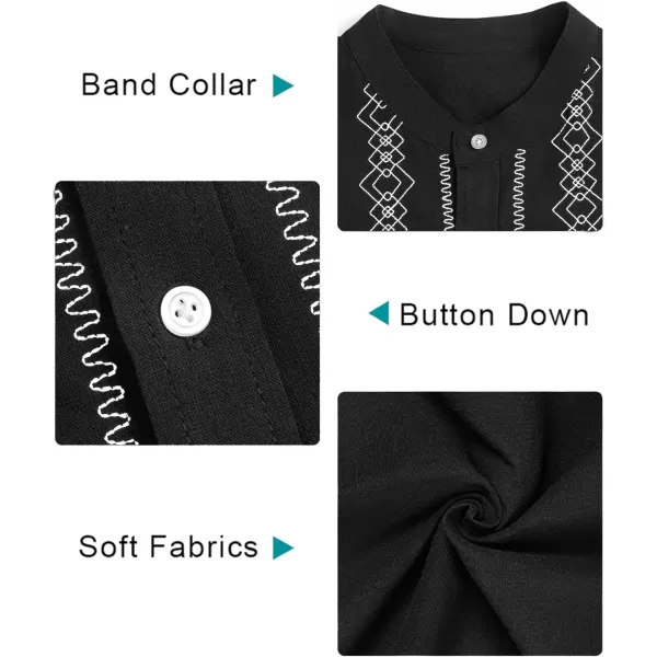 Cuban Guayabera Shirts for Men Short/Long Sleeve Casual Button Down Shirt Band Collar Beach Camp Mexican Shirt